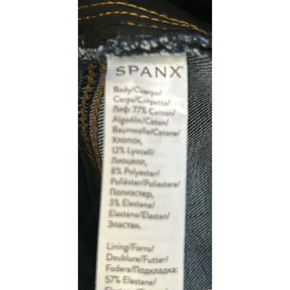 Spanx Pull On Vintage Denim Blue Legging Raw Hem Distressed Jeans Size S/P - Picture 7 of 8